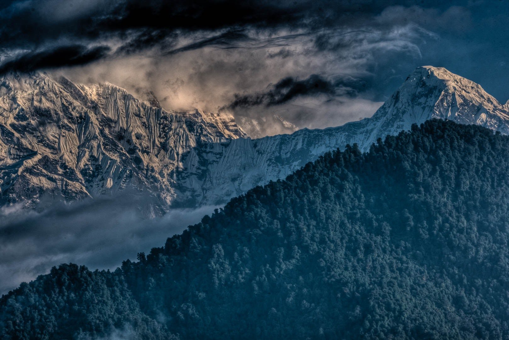 Himalayan foothill terraces and trail, Nepal