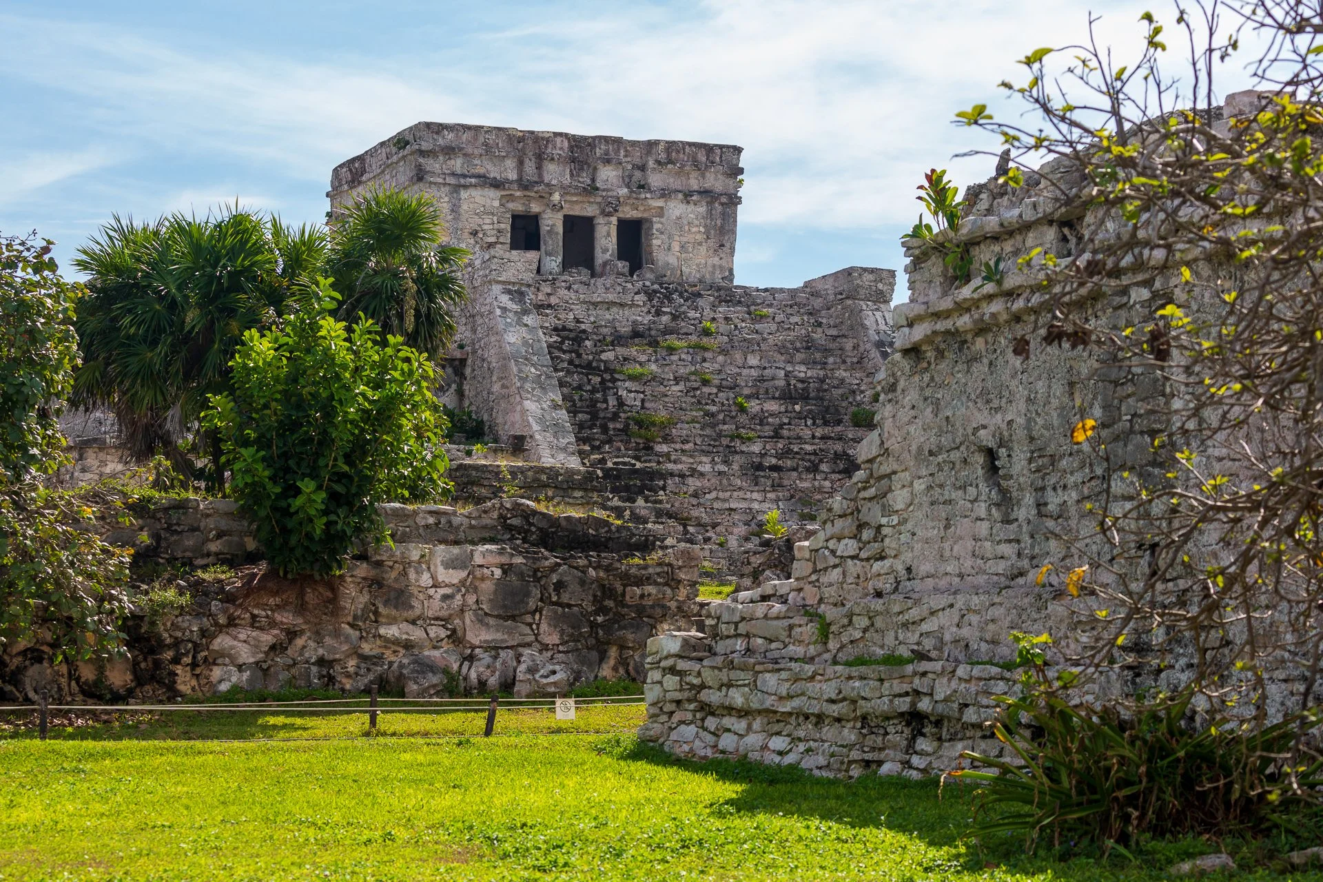 El Castillo at the Tulum archaeological zone above the Caribbean Sea