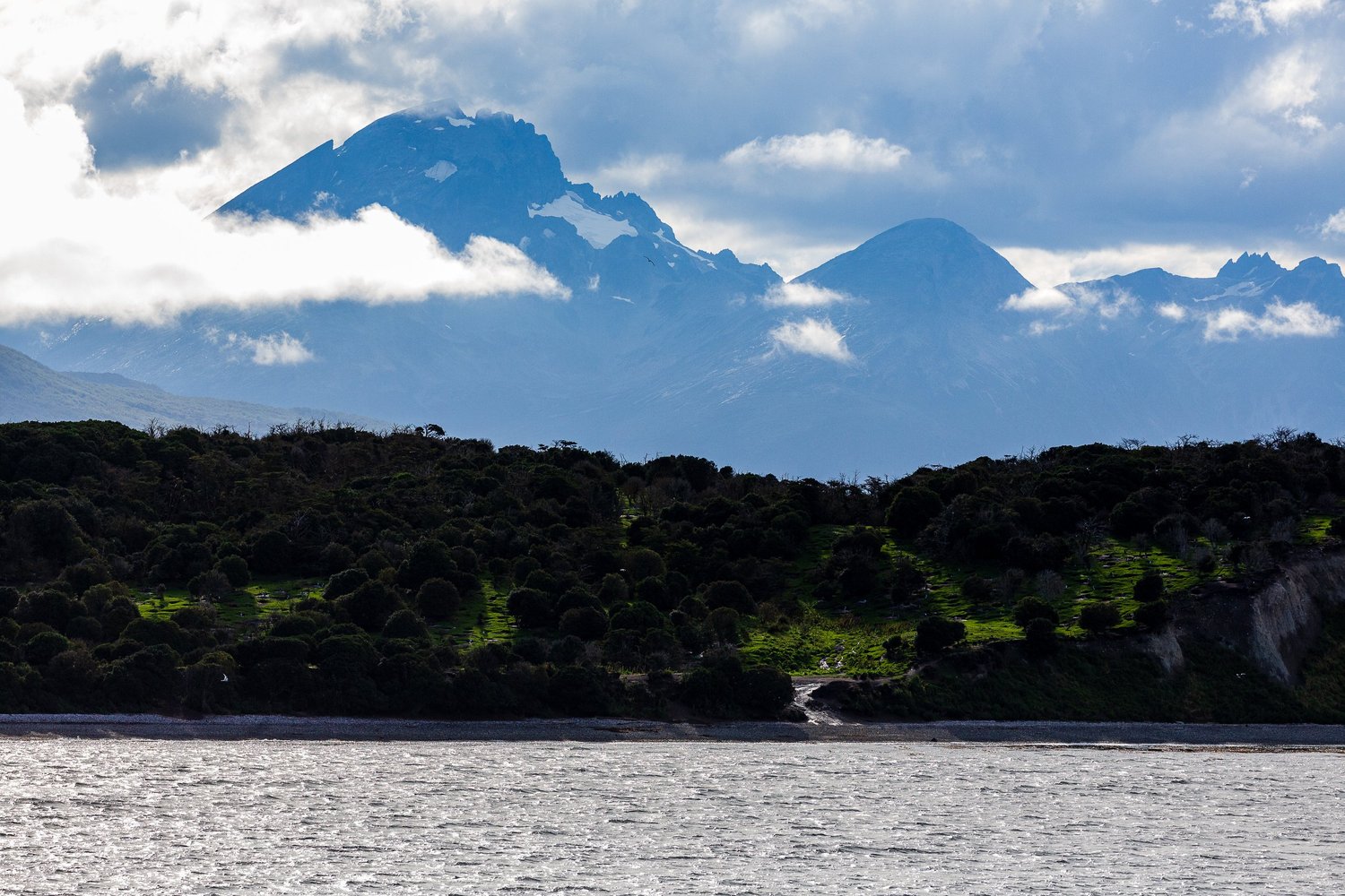 Mountains and water along the Beagle Channel, Tierra del Fuego